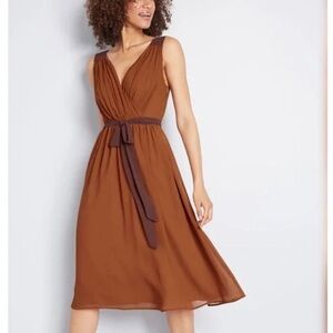 New ModCloth Wholly Romantic fairy sheer midi dress 90s Y2K Grecian Rust Large